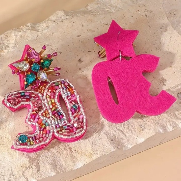 ✨Anthropologie Bellini Pink Beaded Birthday Earrings - Picture 2 of 3